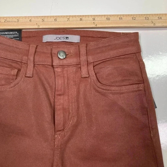 Joes Jeans High rise Skinny NWT Saddleback Coated Burnt Orange Pants Size 24 - Picture 10 of 12
